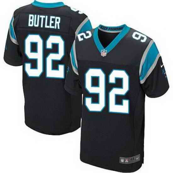 Nike Panthers #92 Vernon Butler Black Team Color Mens Stitched NFL Elite Jersey